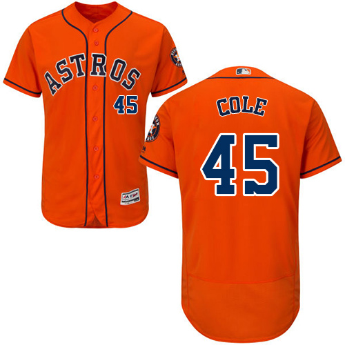 Astros #45 Gerrit Cole Orange Flexbase Authentic Collection Stitched MLB Jersey - Click Image to Close